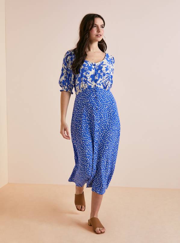 Everbelle Patchwork Dotty Floral Midi Dress 16